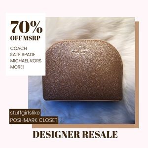 Kate Spade ♠️ Rose Gold Glitter Cosmetic Bag NWT